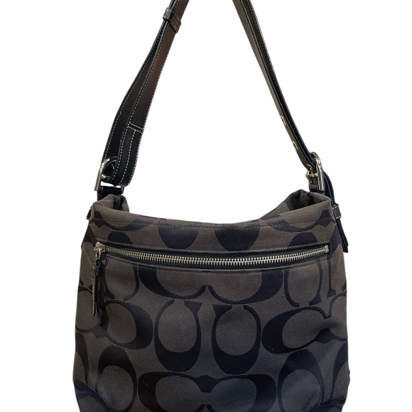 VNTG Coach Madison Maggie Bag Drk Brwn Signature C Hobo 14" x 9" x 4" - Picture 5 of 16